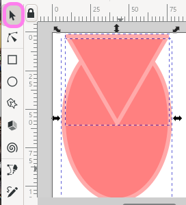 inkscape 選択ツールを選択し、三角形→楕円の順で shift キーを押しながら図形を複数選択します。
