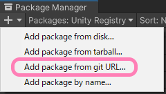 unity2022　PackageManagerでAddPackageFromGitURLを指示します