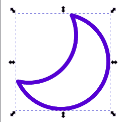 三日月型の複製をメニュー→パス→インセット（連続(変化量2→10)）で内側に形を作成しています。