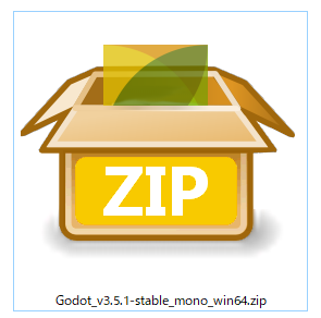 Godot 公式サイトからダウンロードしたzipファイルを解凍します。