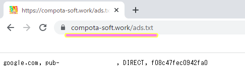 ドメイン直下の ads.txt がウェブブラウザから表示できることを再確認。