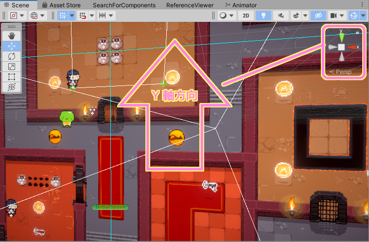 Unity TopDownEngine サンプル KoalaDungeon の Y 軸方向は画面の上方向です.