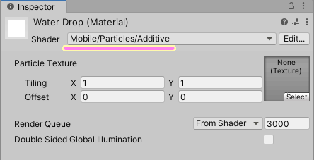 Unity Material の Mobile Particles Additive シェーダーの初期設定