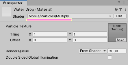 Unity Material の Mobile Particles Multiply シェーダーの初期設定