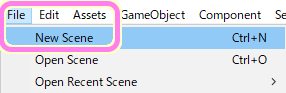 Unity-メインメニュー-File-＞-New-Scene-で新しいシーンを作成します | Compota-Soft-Press