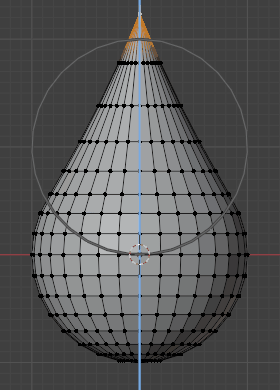 Blender4 UV球体の１点を伸ばしたプロポーショナル編集の例_シャープ