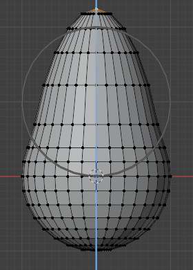 Blender4 UV球体の１点を伸ばしたプロポーショナル編集の例_逆二乗式