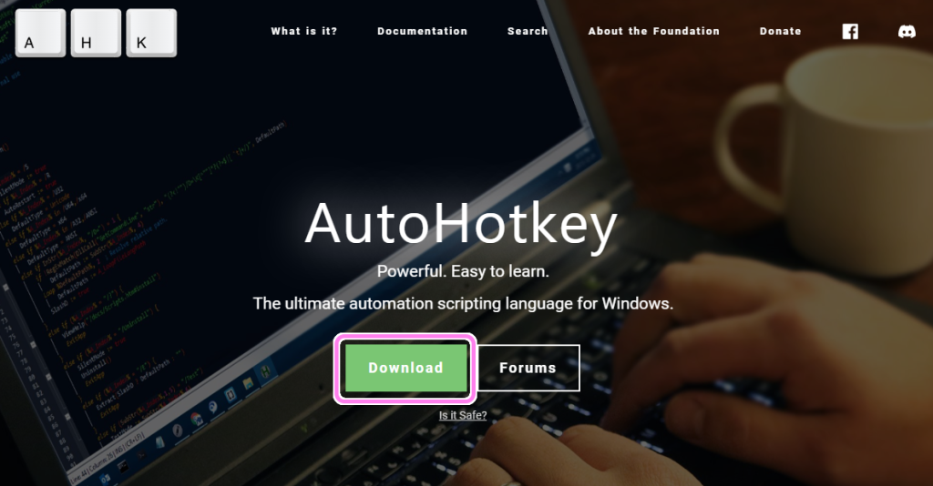 AutoHotKey 公式サイトからダウンロード