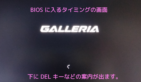 BIOS に入るタイミングの画面がでました.