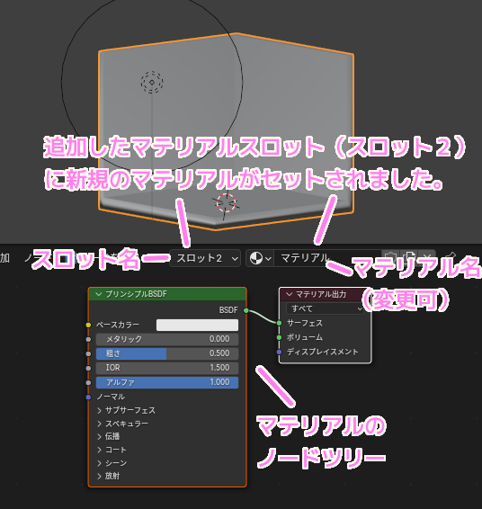 Blender4 オブジェクトのマテリアルスロットを追加します4.