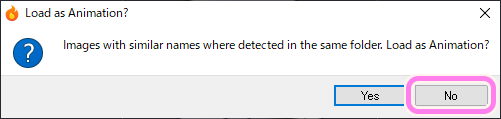 Laigter 同じフォルダに似た名前のファイルがある場合、アニメーションとして読み込むか質問されます...