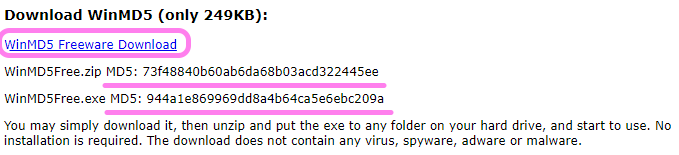 WinMD5Free のダウンロード2