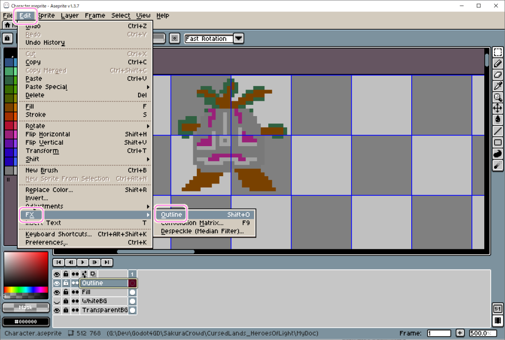 AsepriteFxOutline 機能の使用例２