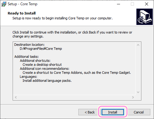 CoreTemp インストール６