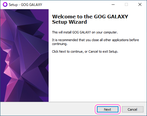 GOG GALAXY アプリのインストール２