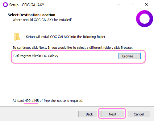GOG GALAXY アプリのインストール４