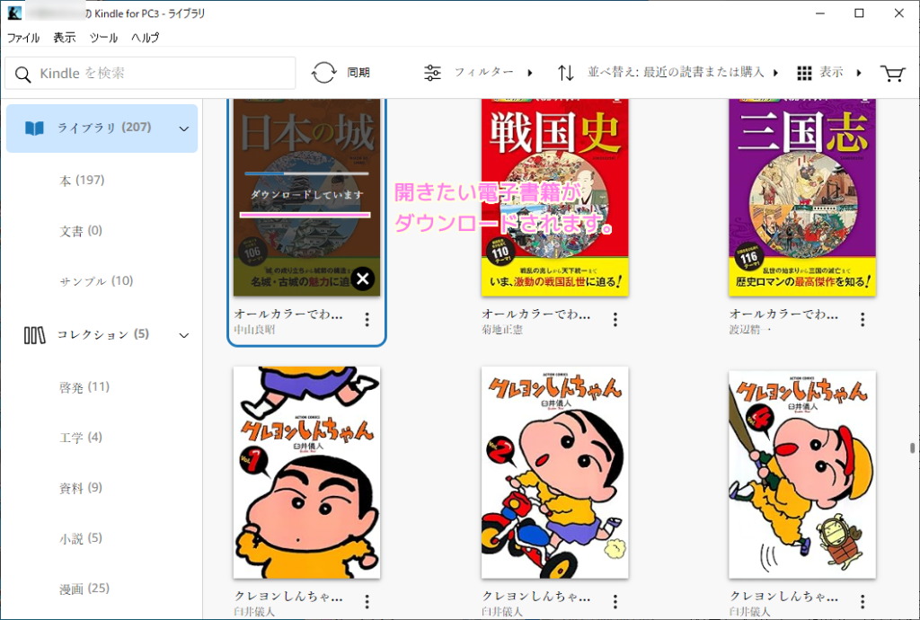 Kindleデスクトップ版アプリの電子書籍の読み込み３