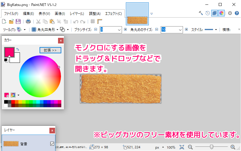 PaintDotNet 画像をモノクロに変更１