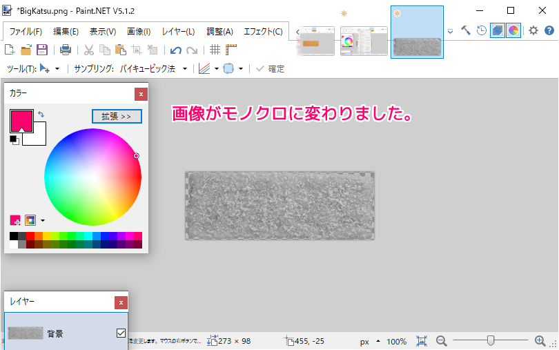 PaintDotNet 画像をモノクロに変更３