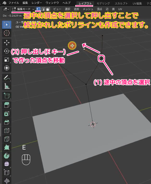 Blender4 ExtraMeshObjectsエクステンションAddSingleVert使用例５