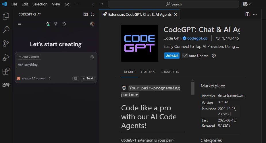 CodeGPT VSCode にインストールして使用０