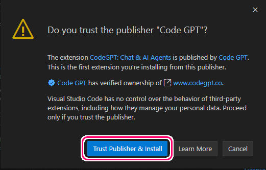 CodeGPT VSCode にインストールして使用６