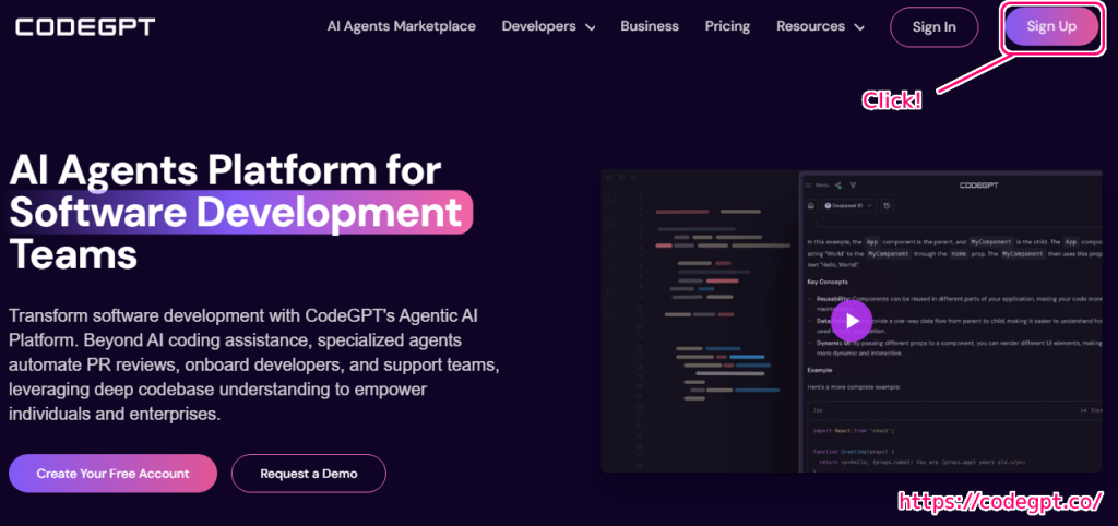 CodeGPT アカウントの作成とログイン