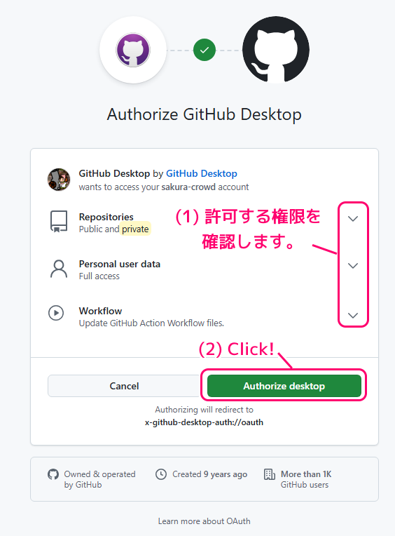 GitHubDesktop インストールとサインイン7