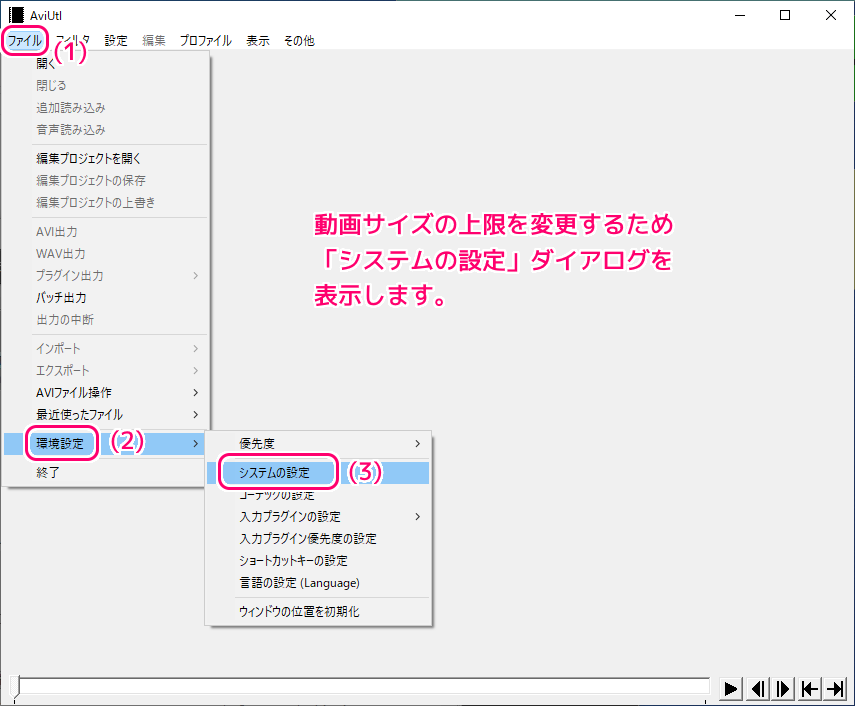 AviUtl 最大画像サイズを増やしてスマホの動画を読み込む3