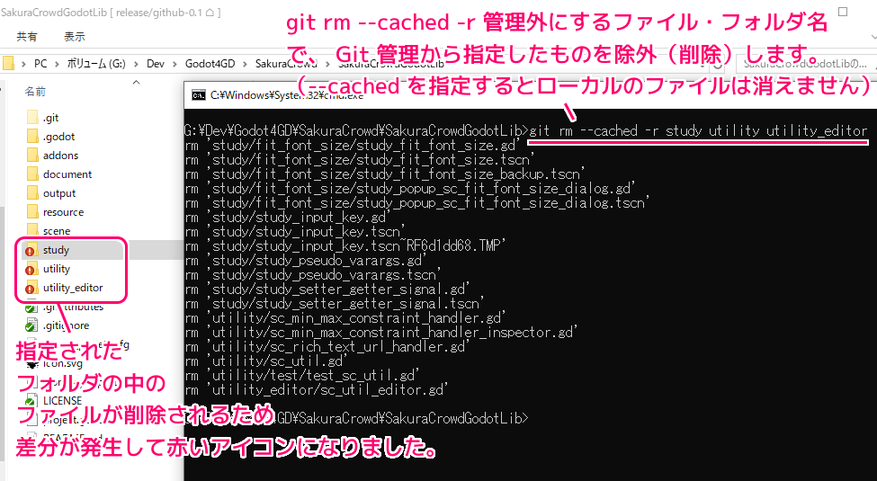 Git rm と restore でファイルをGit管理から除外（削除）と取り消し1