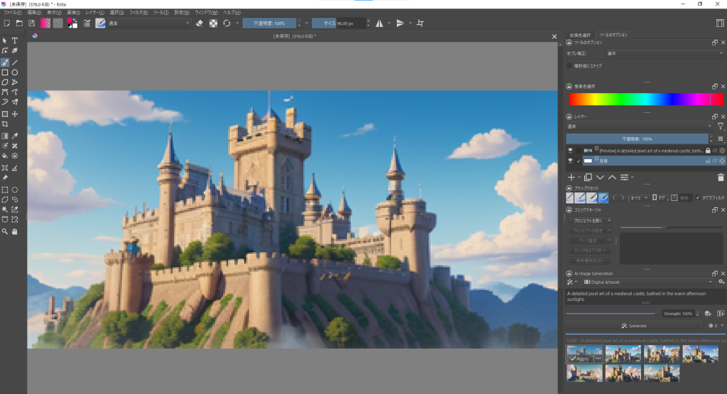 krita-ai-diffusion Interstice オンラインサービスを用いた画像生成 候補1 