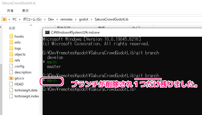 TortoiseGit ブランチの削除の手順8