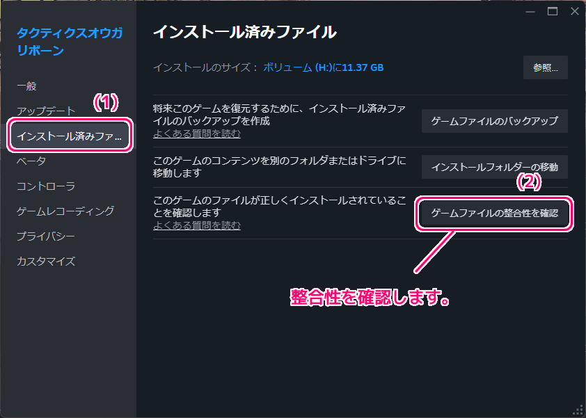 Steam版タクティクスオウガリボーンの起動失敗の対処例2