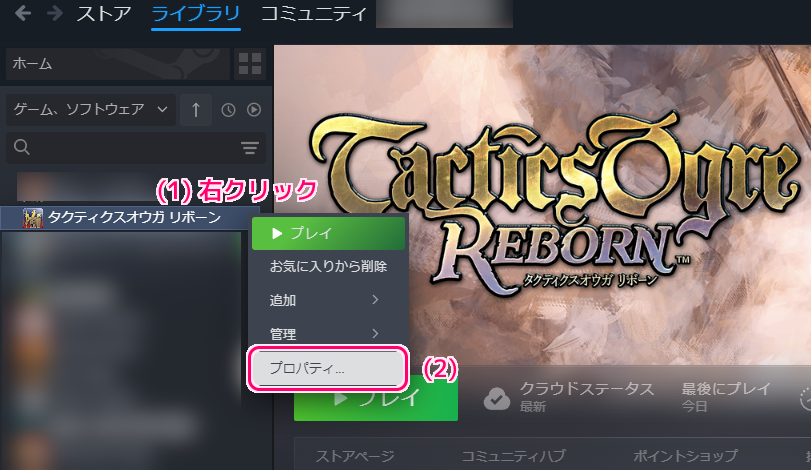 Steam版タクティクスオウガリボーンの起動失敗の対処例5