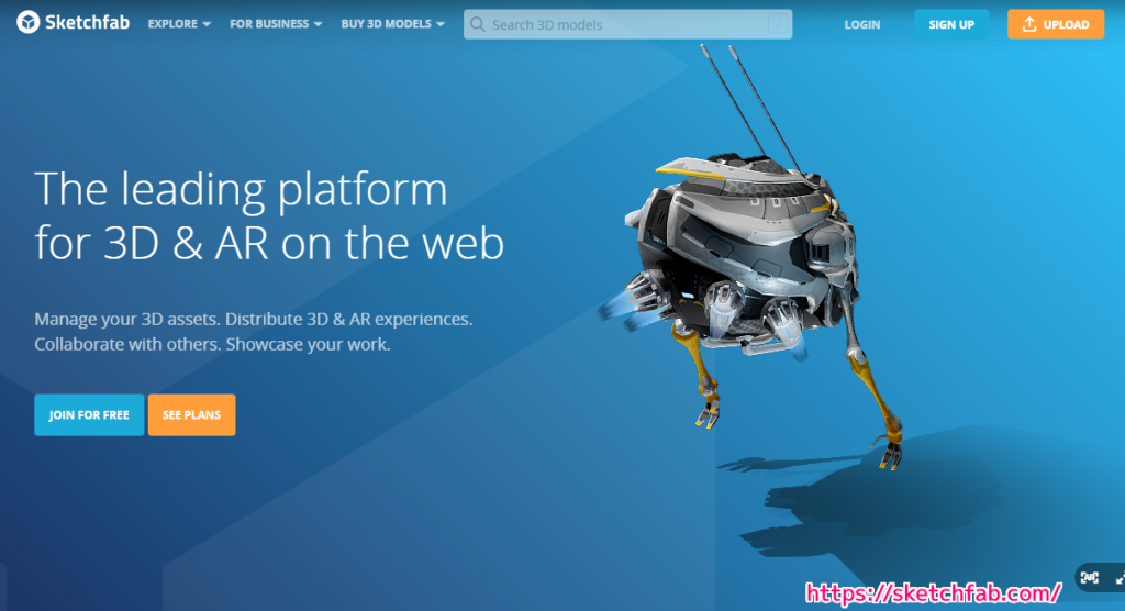 Sketchfab 公式サイトの一部 20251209